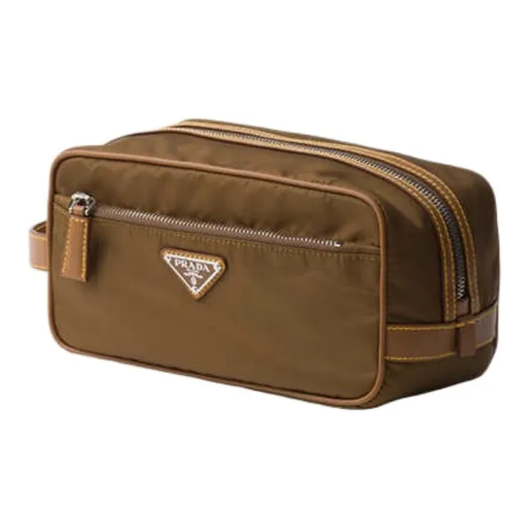 PRADA Recycled Nylon Clutch Men's Cork Beige-1
