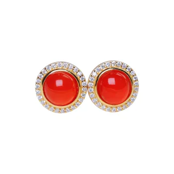 YUSHE Southern Red Agate Stud Earrings Women's