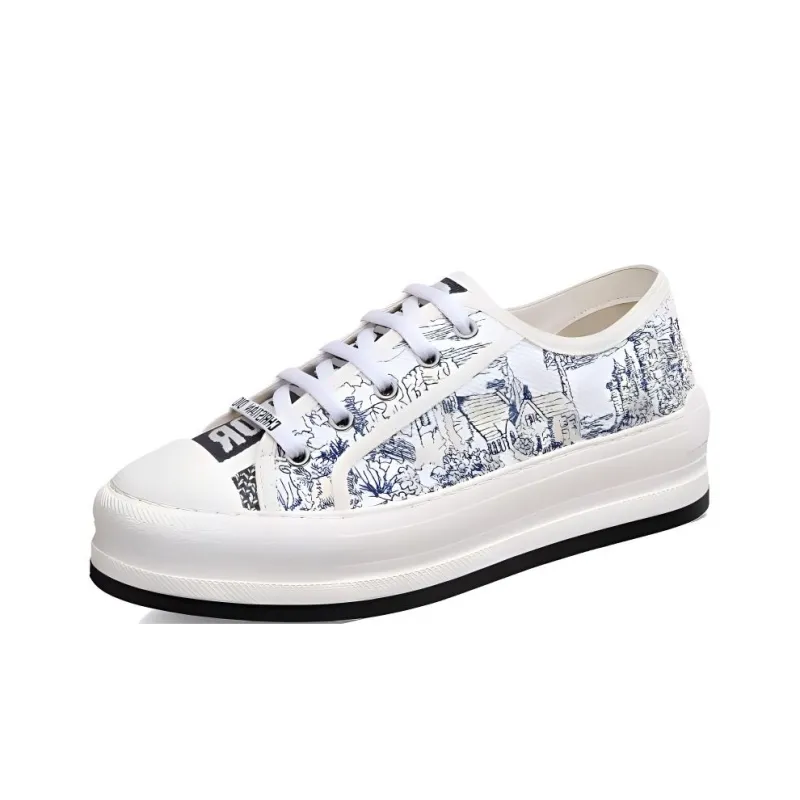DIOR Walk'n'Dior Platform Shoes Low Top Skateboard Shoes Women's Dark Blue-2