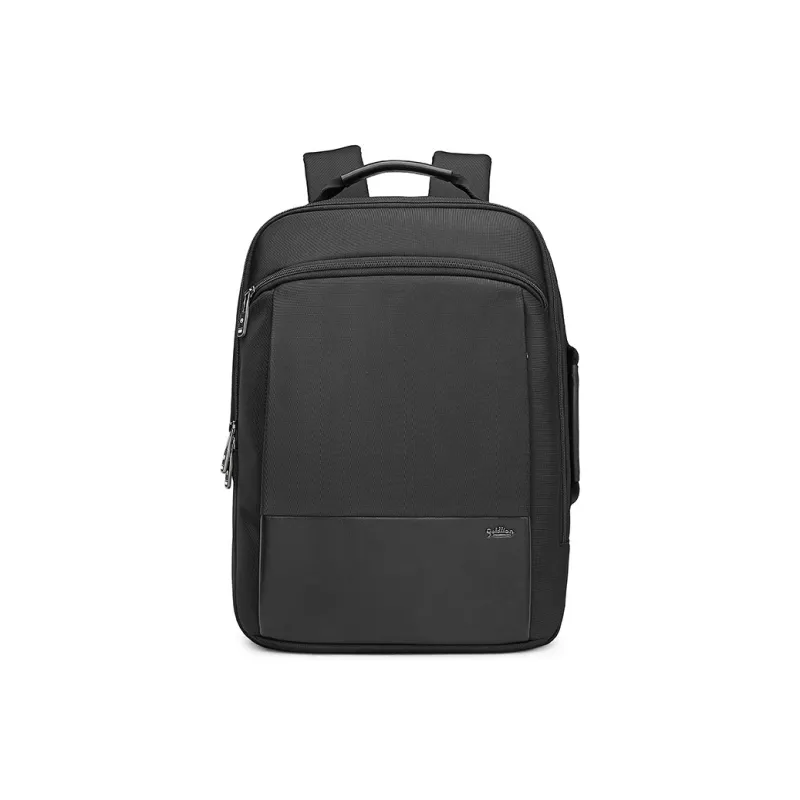 GOLDLION Fabric Cow Leather Patchwork Backpack Men's Black-1