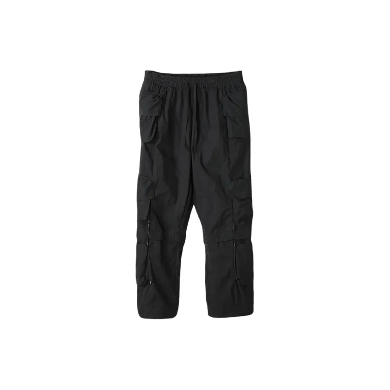 NORVINCY American Streetwear Gothic Patchwork Urban Techwear Casual Pants Unisex Black-1
