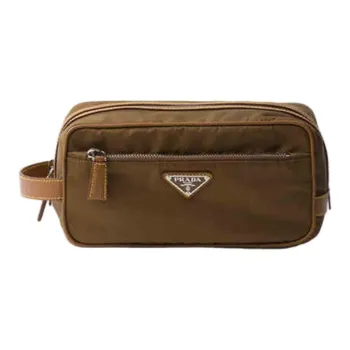 PRADA Recycled Nylon Clutch Men's Cork Beige
