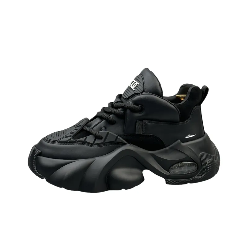 Kuding Chunky Sneakers Men Low Top Black/White-5