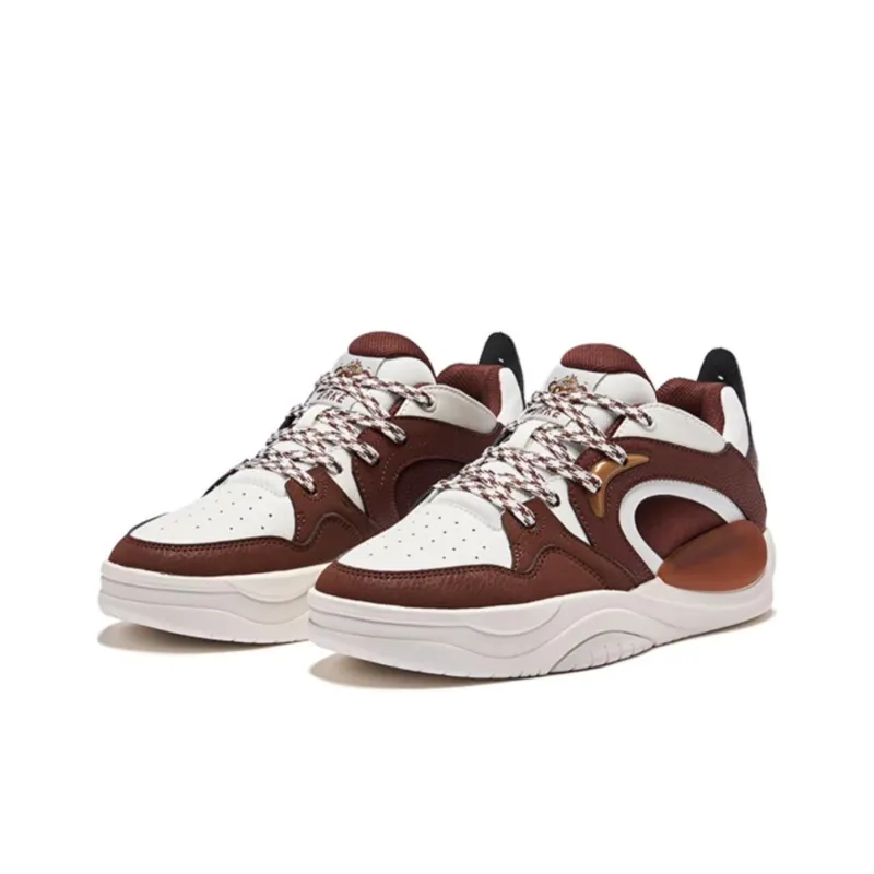 Erke Impression Panda 3 Anti Slip Wear Resistant Low Top Skateboard Shoes Men's Brown White-1