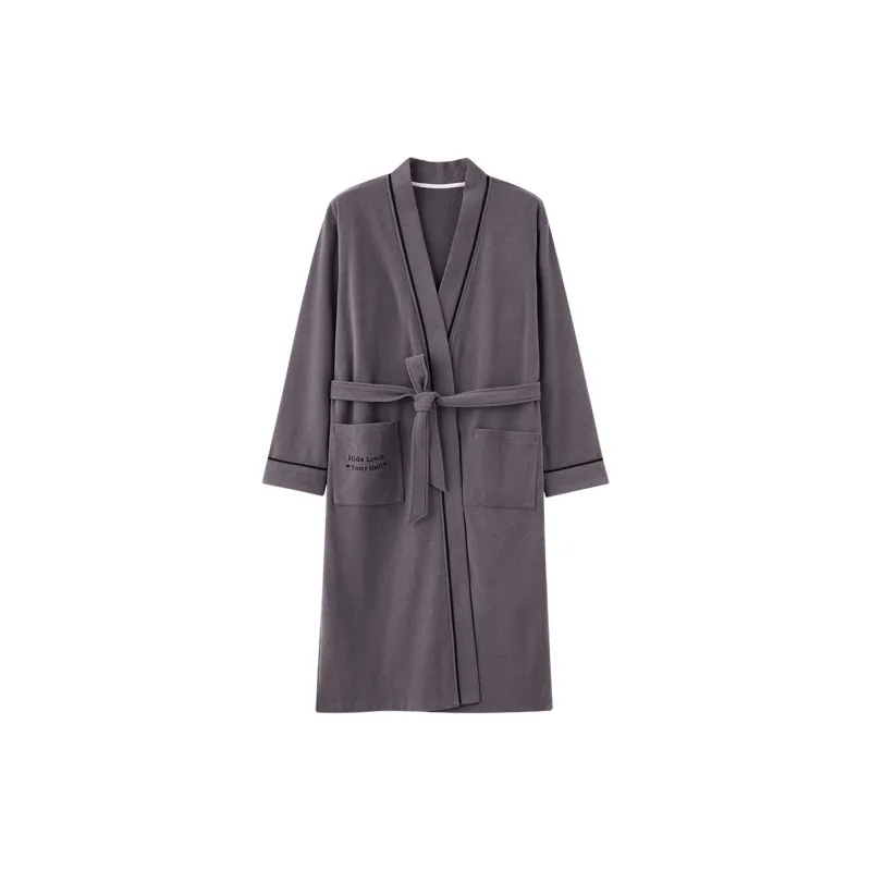 CAIHENGTONG Pajama Robe Unisex Dark Gray-0