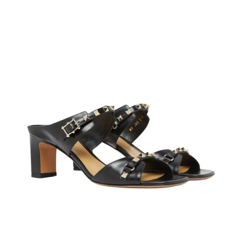 Valentino ROCKSTUD Slide Slippers 6.8cm Women's Black-2