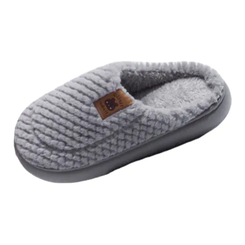 Yalu Preferred Closed Toe Cotton Slippers Winter Couple Home Indoor Slip Resistant Fleece Lined Velvet Slippers-28
