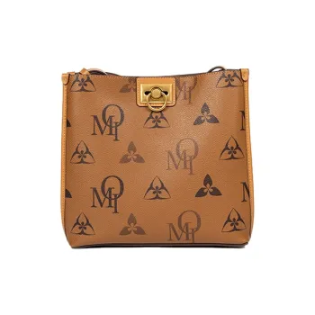 OMI Synthetic Leather Shoulder Bag, Crossbody Bag Regular Women's Dark Brown/Ecru/Khaki