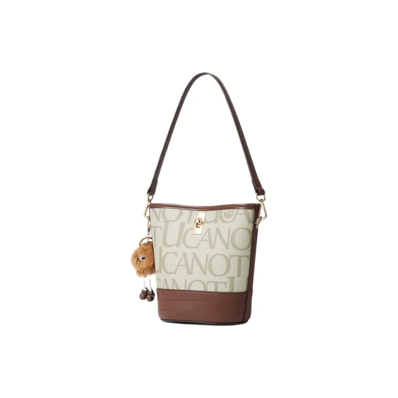 TUCANO PVC Shoulder Bag, Crossbody Bag Medium Size Women's Dark Khaki-4