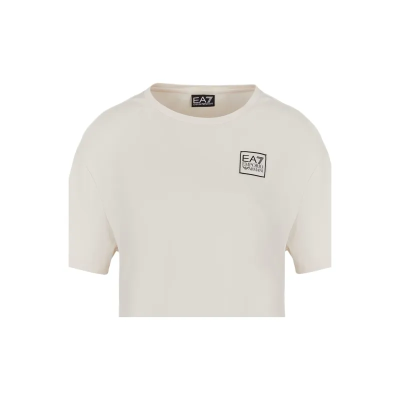 EMPORIO ARMANI EA7 FW24 Drop Shoulder Sleeve T Shirt Women's Greige-1