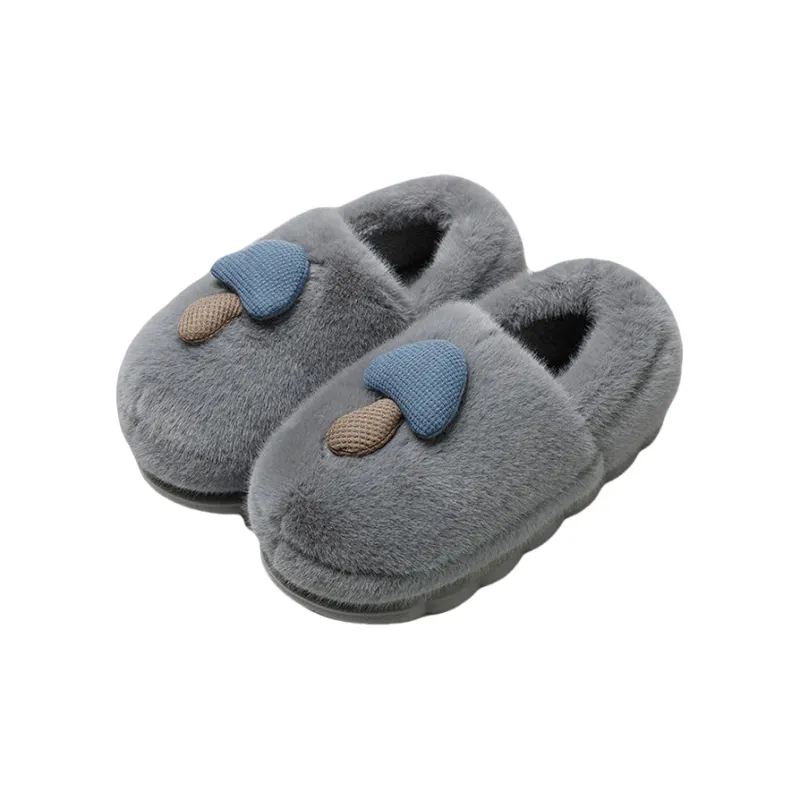Yalu Preferred Closed Toe Cotton Slippers Winter Couple Home Indoor Slip Resistant Fleece Lined Velvet Slippers-8
