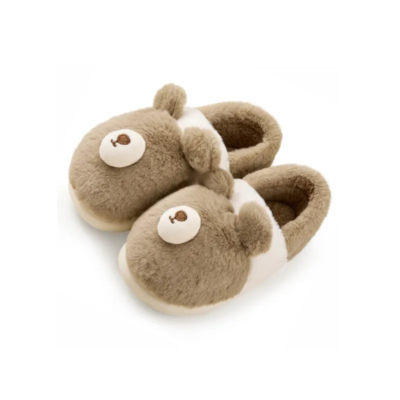 MINISO Adorable Bear Winter Slippers With Thickened Plush Heat Retaining Indoor Slip Resistant Unisex-1