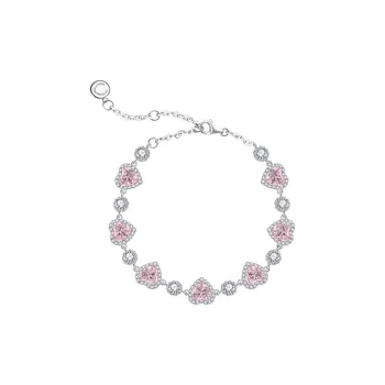 Happy Tide S925 Silver Bracelets Women's Silver+Pink