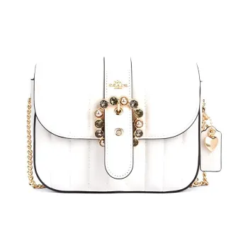 COACH Gemma Sheepskin With Cow Leather Crossbody Bag Shoulder Bag Small Size Women's Chalk White