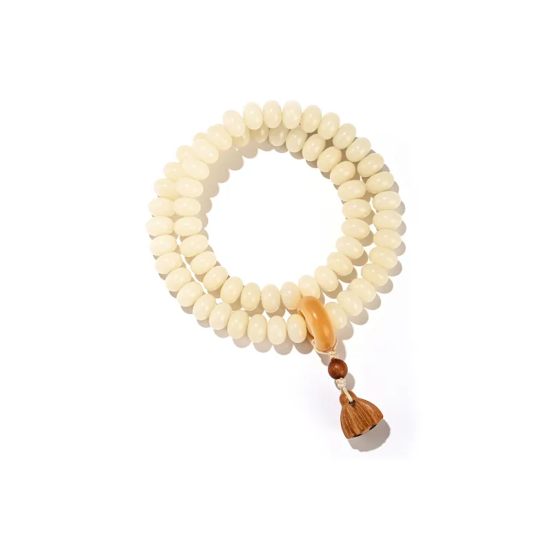 Xiang Yin White Jade Bodhi Time Fortune Buddhist Bead Beaded Bracelet Unisex-3