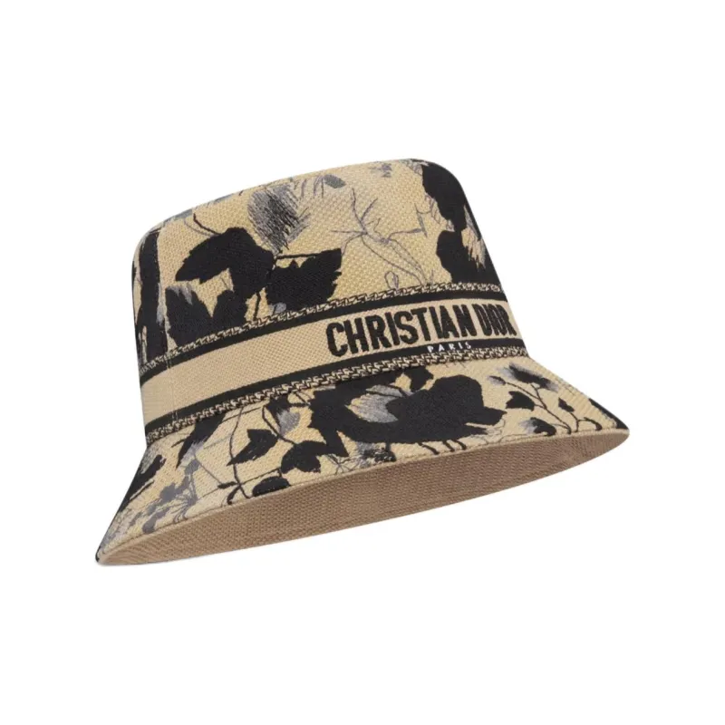 DIOR Cotton Bucket Hats Women's Beige/Black-1
