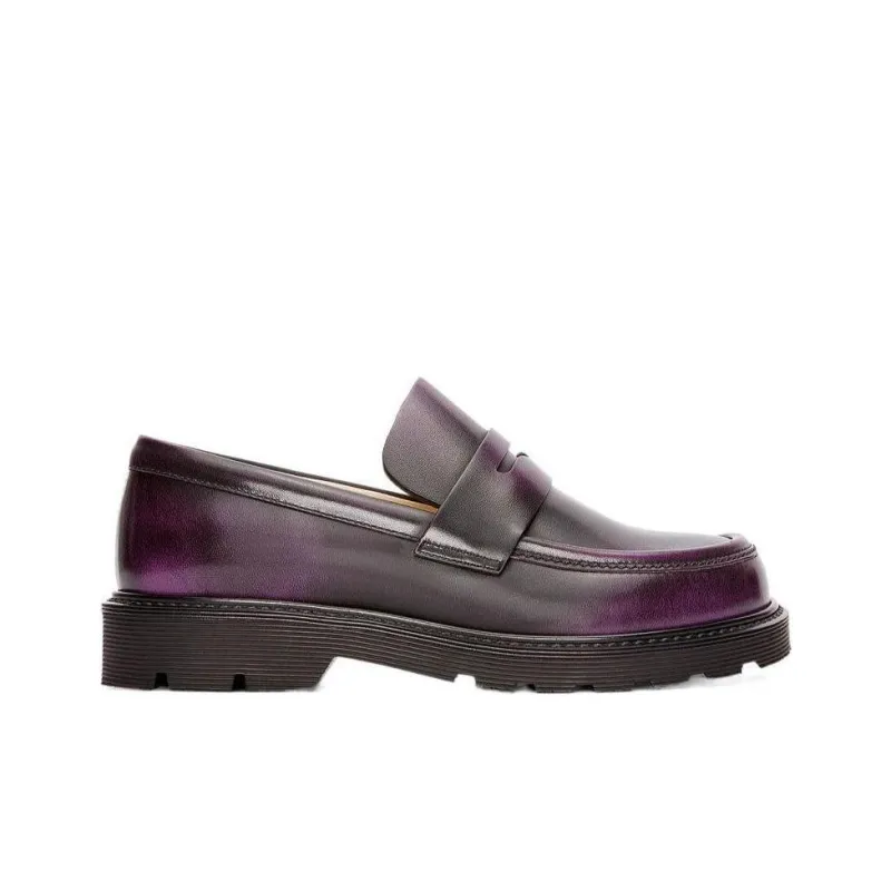 LOEWE Blaze Faded-effect Leather Loafer-1
