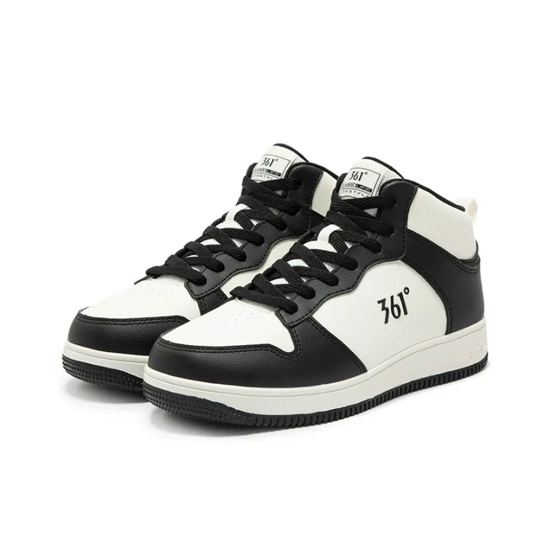 361° Air Force One Warm Anti Slip And Wear Resistant High Top Skateboard Shoes Men's Black White-2