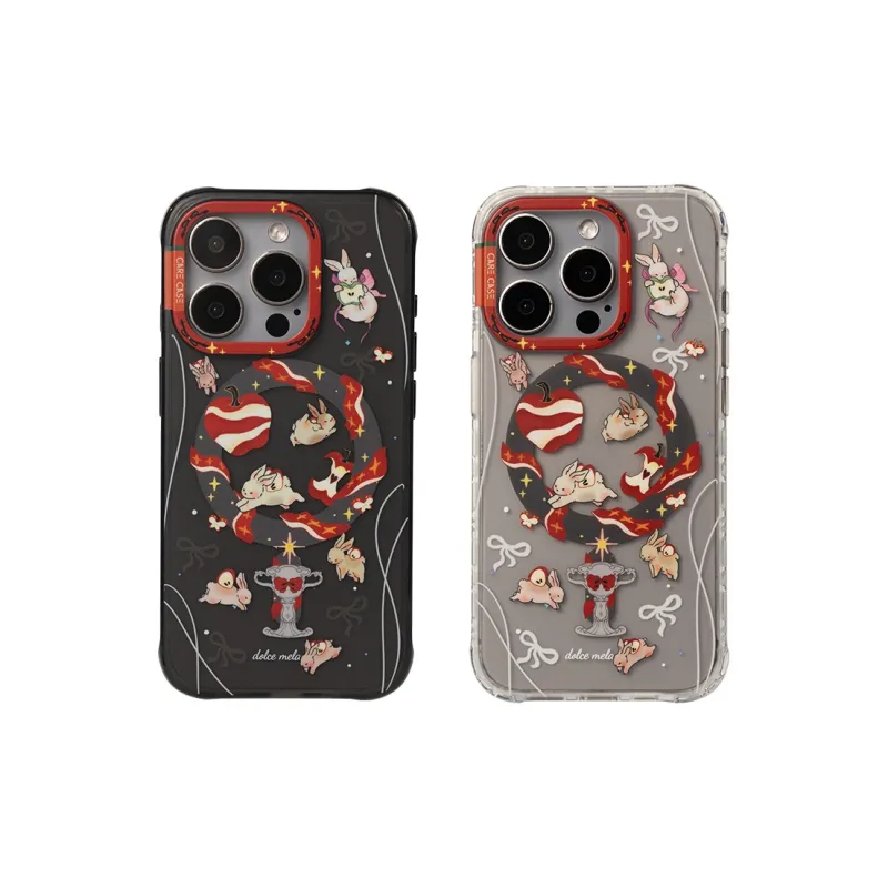 CARECASE TPU Material Apple Rabbit Wonderland Magnetic Phone Case Compatible With IPhone 16 15 14 Pro Max-0