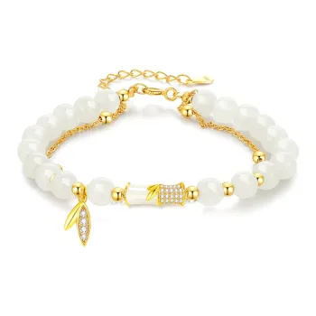 Crafts Women's Bracelets Pale Greenish White Jade Unisex
