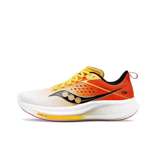 Saucony RIDE 17 Anti Slip Wear Resistant Low Top Running Shoes Unisex Orange Yellow
