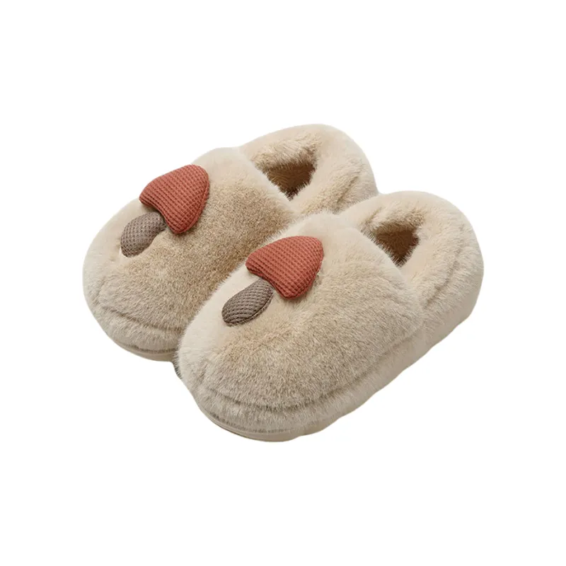 Yalu Preferred Closed Toe Cotton Slippers Winter Couple Home Indoor Slip Resistant Fleece Lined Velvet Slippers-0