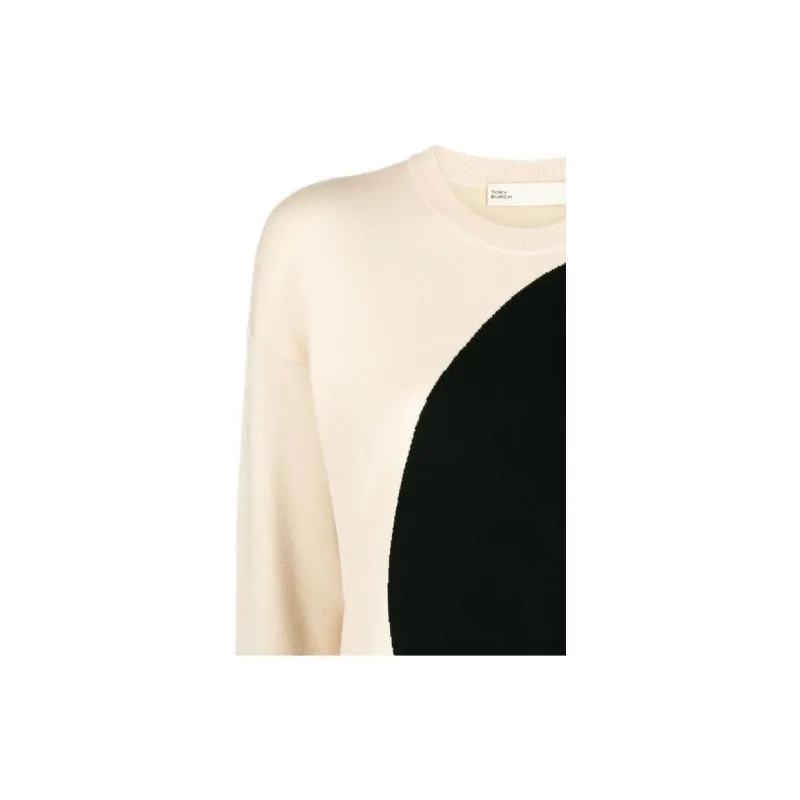 TORY BURCH Colorblock Crewneck Knitted Jumper-1
