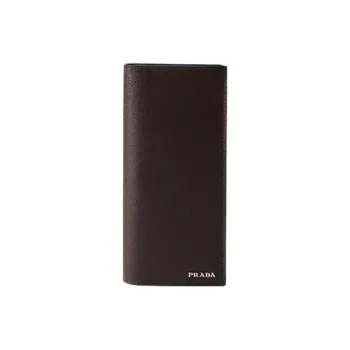 PRADA Saffiano Cow Leather Wallet Men's Coffee Pipo's Sea Blue