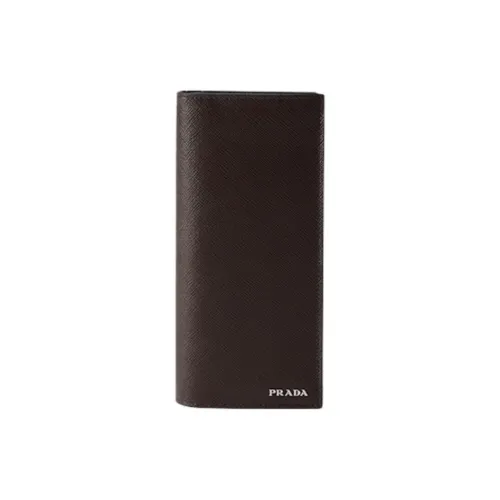 PRADA Saffiano Cow Leather Wallet Men's Coffee Pipo's Sea Blue
