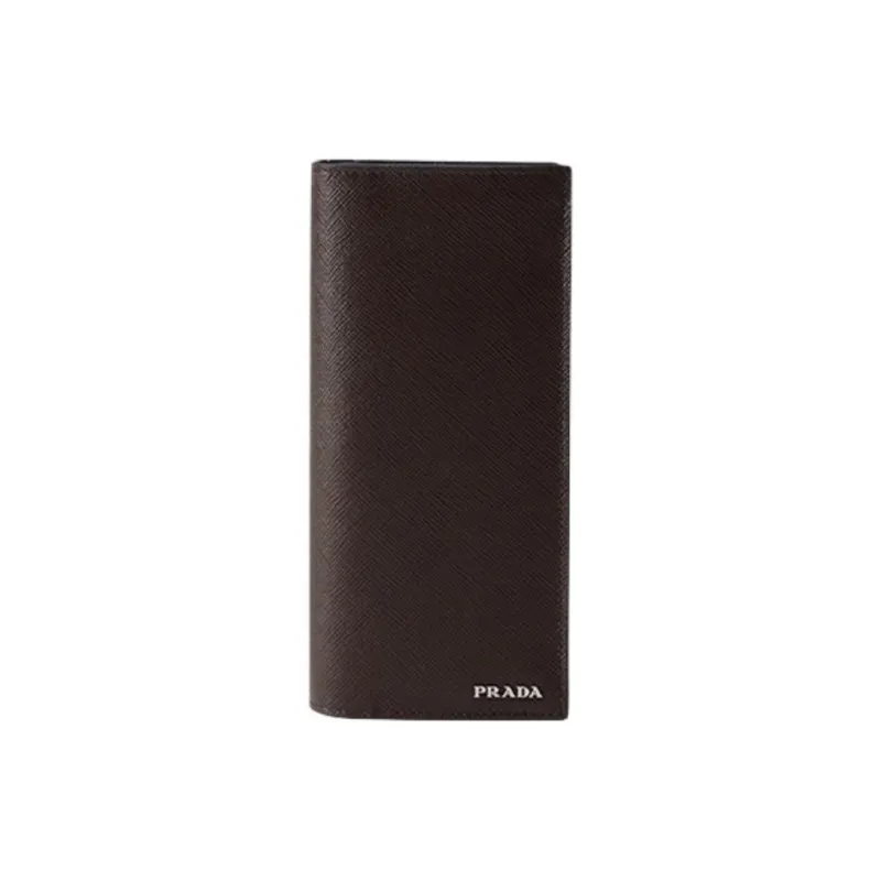 PRADA Saffiano Cow Leather Wallet Men's Coffee & Baltic Sea Blue-0