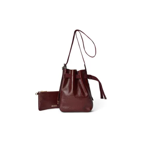 Ecco Cow Leather Bucket Bags Crossbody Bag Shoulder Bag Small Size Women's Dark Burgundy