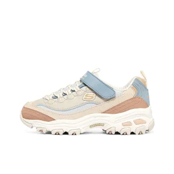 Skechers Anti Slip Wear Resistant Low Top Casual Shoes Natural/Light Blue Teenagers