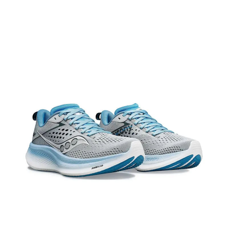 Saucony Anti Slip Wear Resistant Low Top Running Shoes Unisex Silver Blue-3