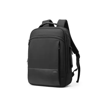GOLDLION Fabric Cow Leather Patchwork Backpack Men's Black