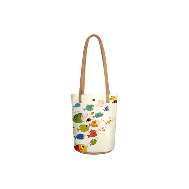 AOSONG Suede Tech Fabric Bucket Bags Shoulder Bags Women's Fish Flapping-0