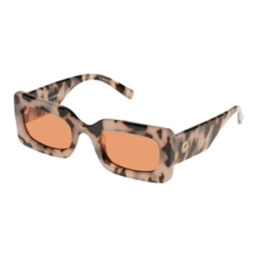 Le Specs Metal Polymer Material Rectangular sunglasses ports Women's Brown