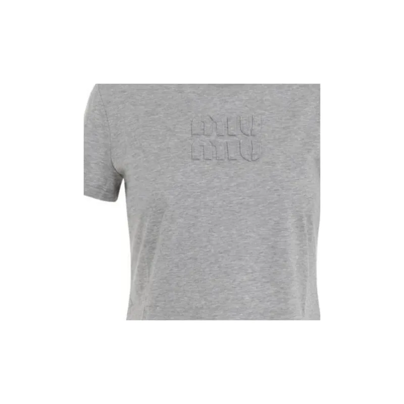 MIU MIU Crewneck Cropped T Shirt-3