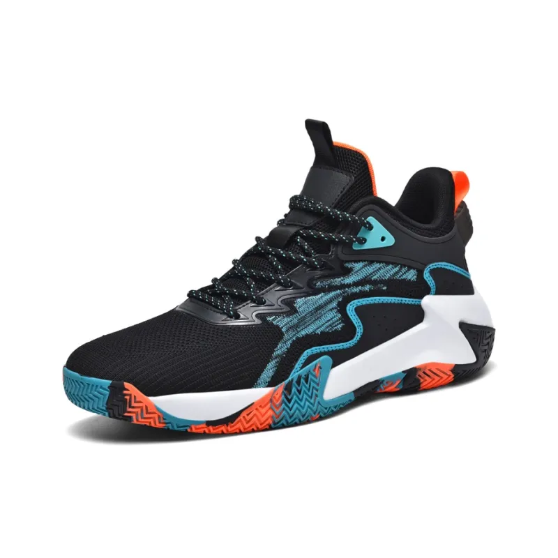 BIANSULONG Cushioning Lightweight Rebound High Top Basketball Shoes Men's Black White-1