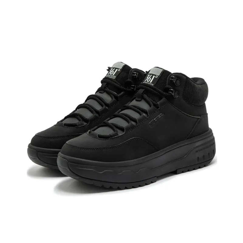 361° Trudging In The Snow Anti Slip Wear Resistant High Top Casual Shoes Women's Black-2