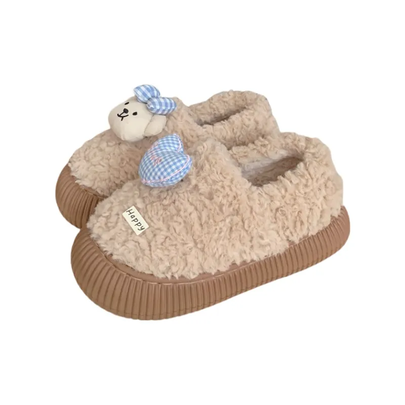 Thin Strips Cotton Slippers Women's, White-5