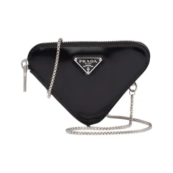 PRADA Leather One Shoulder Crossbody Clutches Mini Women's Black