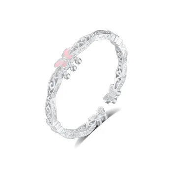 Heart Grass 999 Fine Silver Bangles Women's