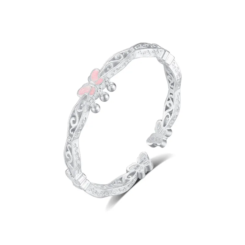 Heart Grass 999 Fine Silver Bangles Women's-0