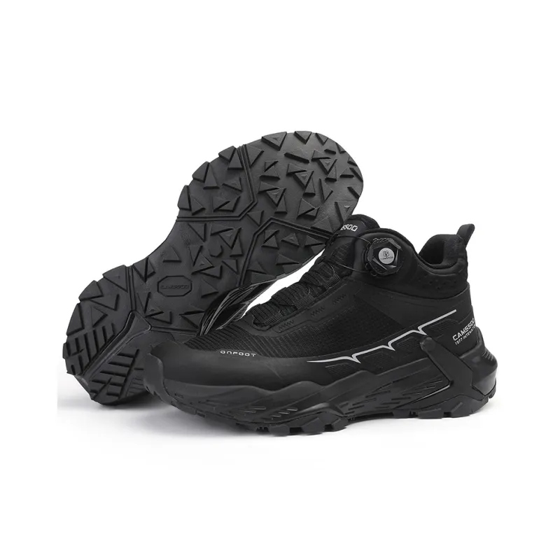 Camssoo Anti Slip And Wear Resistant Water Resistant Mid Top Trekking Shoes Unisex Black-2
