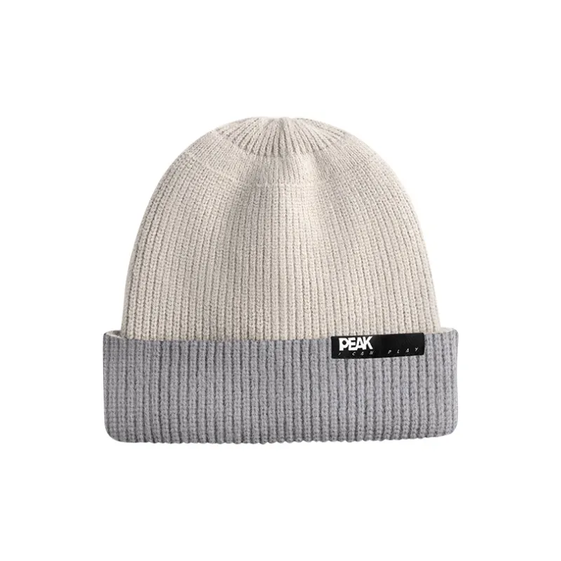 PEAK Acrylic Beanies Trendy Fashion Reversible Wear Unisex Heather Gray-0