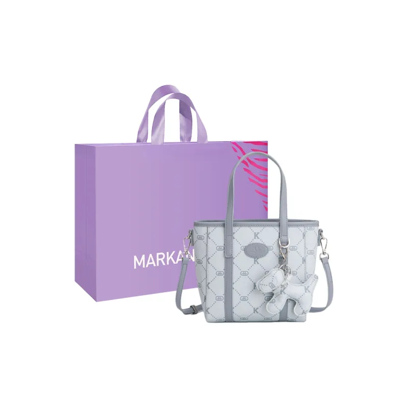 MARKANGARO Synthetic Leather Basket Bag Regular Women's Fresh Look Cream Pink/Glacier Lake Blue-9