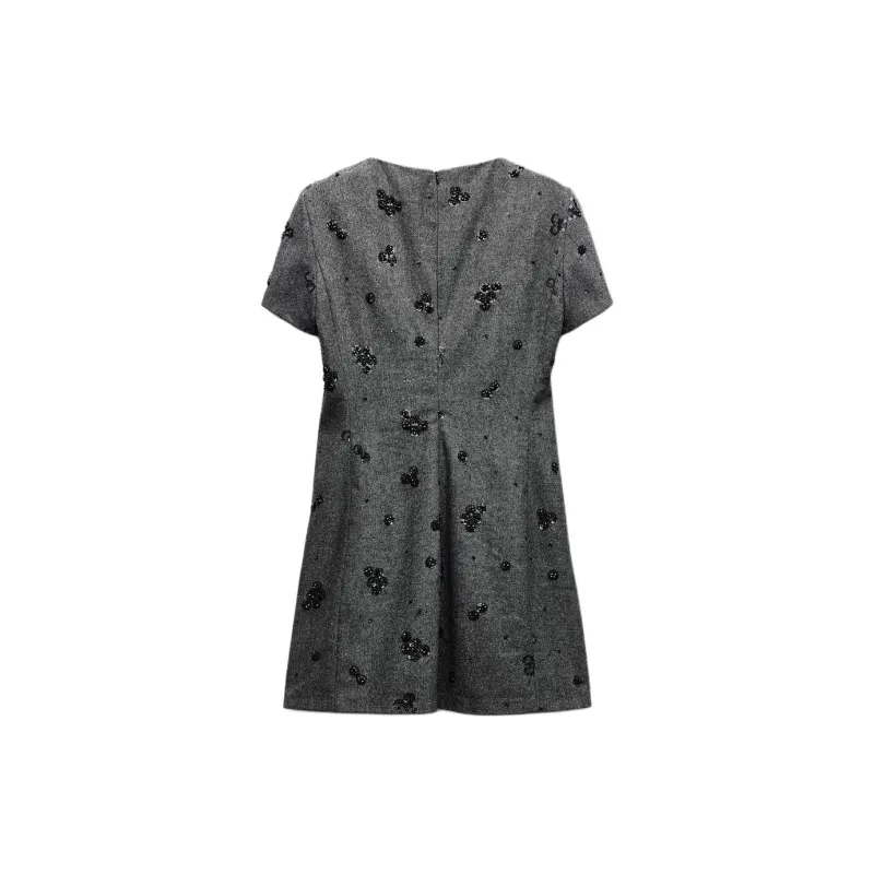 ZARA ZW Series Short-Sleeved Dresses Women's Gray-1
