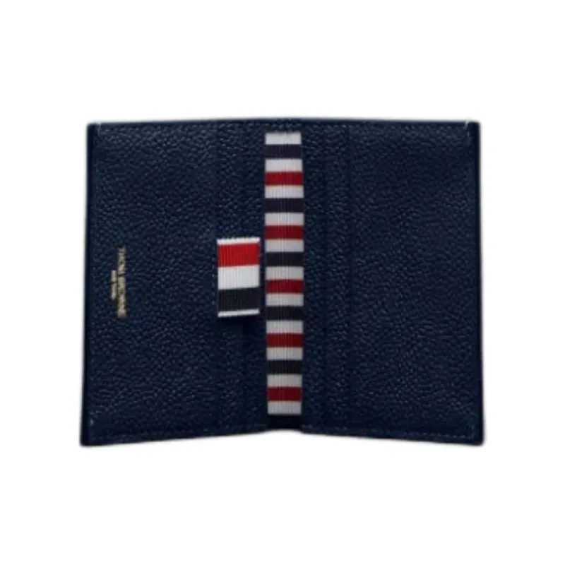 THOM BROWNE· Calfskin Full Grain Leather Card Holder Men's Marine Blue-2