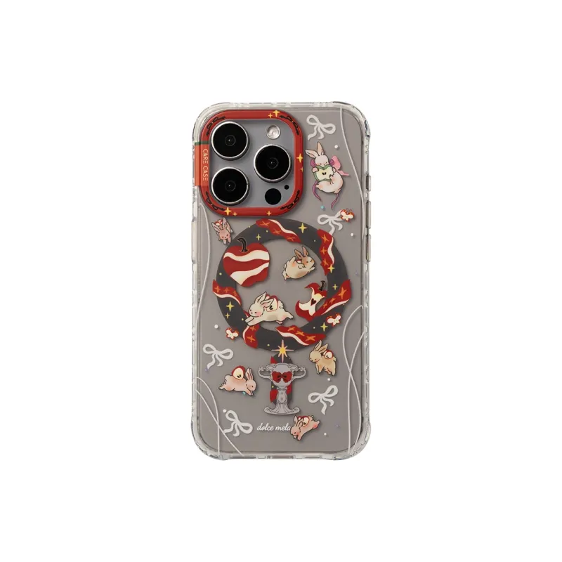 CARECASE TPU Material Apple Rabbit Wonderland Magnetic Phone Case Compatible With IPhone 16 15 14 Pro Max-1