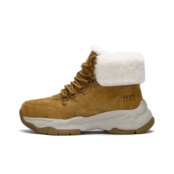 JEEP SPIRIT Warm Wear Resistant Cushioning Height Increasing Slip Resistant Short Snow Boots Men's Yellow Brown